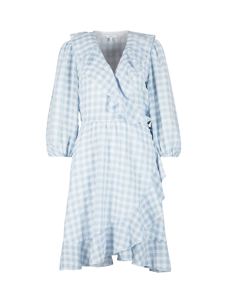 Gingham omslagskjole 7250433_ENS-DONNA-H22-Front_9819_Gingham omslagskjole ENS.jpg_Front||Front