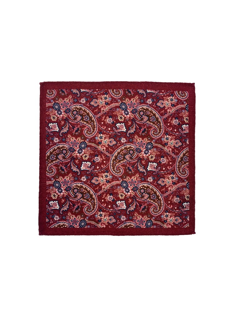 Lommetørkle av mønstret ull  7251563_KAE-INTEX-S23-front_LOMMETØRKLE ULL BLOMSTER VINRØ.jpg_Front||Front