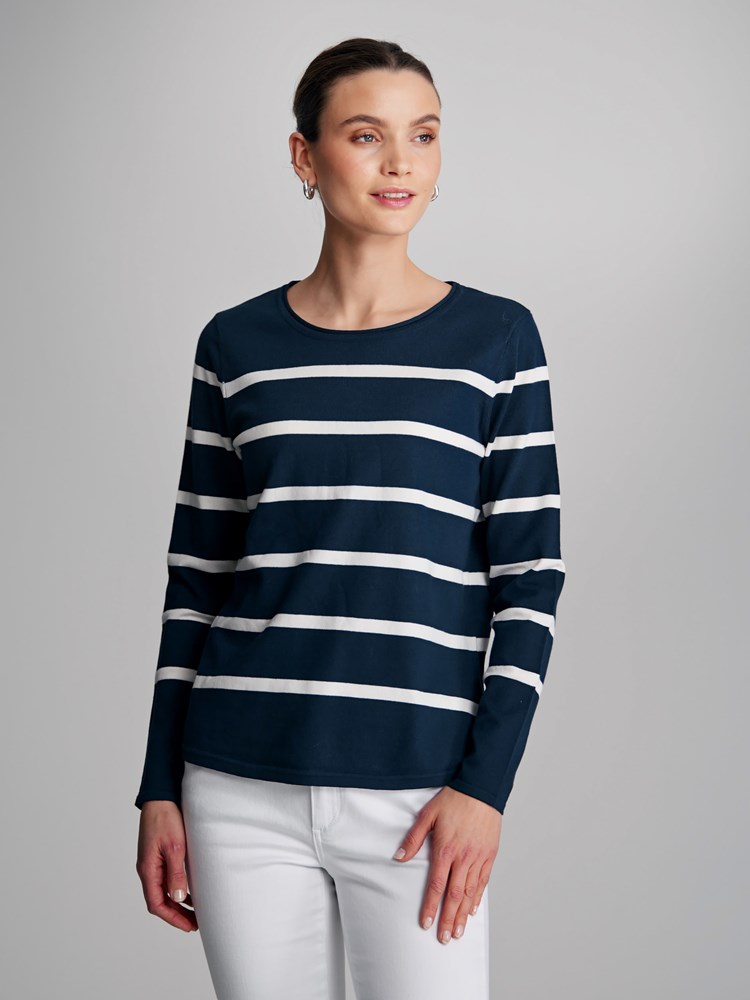 Lucilla stripet genser 7502315_EM1-VAVITE-S23-Modell-Front_chn=match_3300_Lucilla stripet genser EM1_Lucilla stripet genser EM1 7502315.jpg_Front||Front