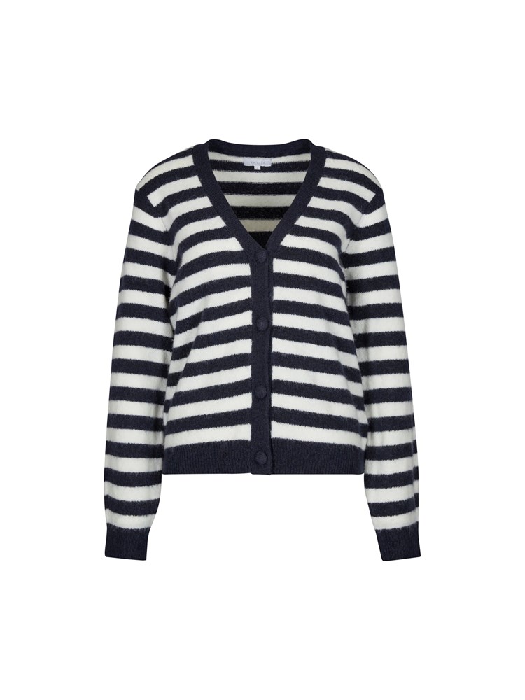 Serena stripet v-hals cardigan 7502660_EM1-VAVITE-S23-Front_5255_Serena stripet v-hals cardigan_Serena stripet v-hals cardigan EM1 7502660.jpg_Front||Front