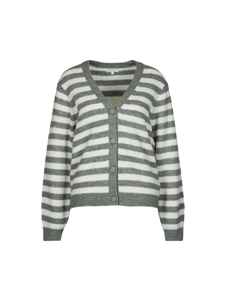 Serena stripet v-hals cardigan 7502660_GLS-VAVITE-S23-Front_6664_Serena stripet v-hals cardigan GLS_Serena stripet v-hals cardigan GLS 7502660.jpg_Front||Front
