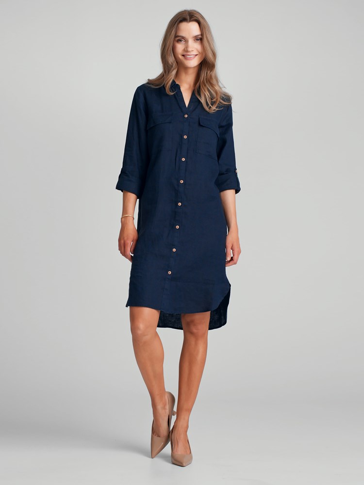 Meghan skjortekjole i lin 7503979_EM1-MARIEPHILIPPE-H23-Modell-Front_chn=match_8082.jpg_Front||Front