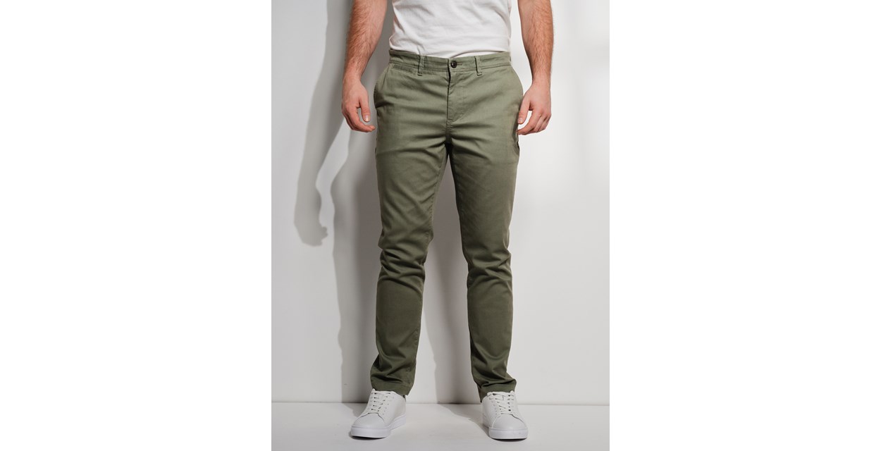 Match Men's Classic Straight Leg Chino Pants - Grass Green, Size 32, Slim Fit, Cotton Breathable Fabric