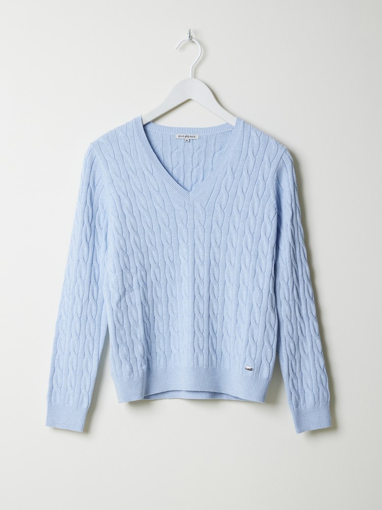 Iselin v-neck kabelgenser 7505952_EAV-JEANPAUL-S24-Front_2788_7505952 EAV_Iselin v-neck kabelgenser EAV_Iselin v-neck genser 7505952_Iselin v-neck kabelgenser EAV 7505952.jpg_Front||Front
