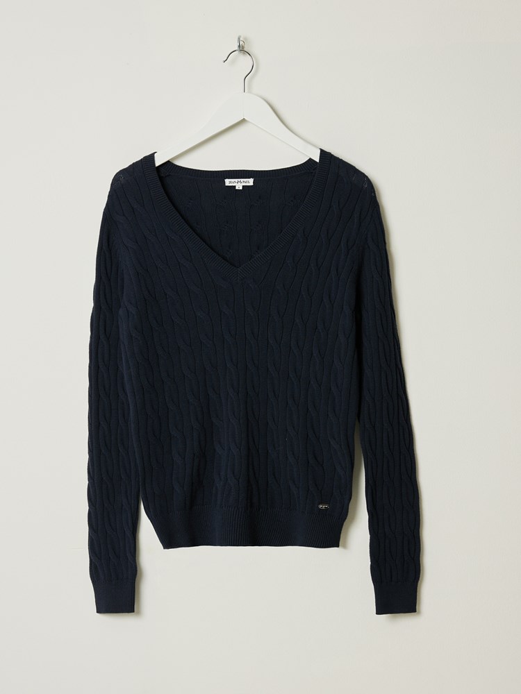 Iselin v-neck kabelgenser 7505952_EM6-JEANPAUL-S24-Front_3976_Iselin v-neck kabelgenser EM6_Iselin v-neck genser 7505952_Iselin v-neck kabelgenser EM6 7505952.jpg_Front||Front