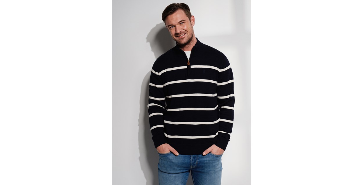 Brage stripete zip genser Black Iris | MATCH nettbutikk