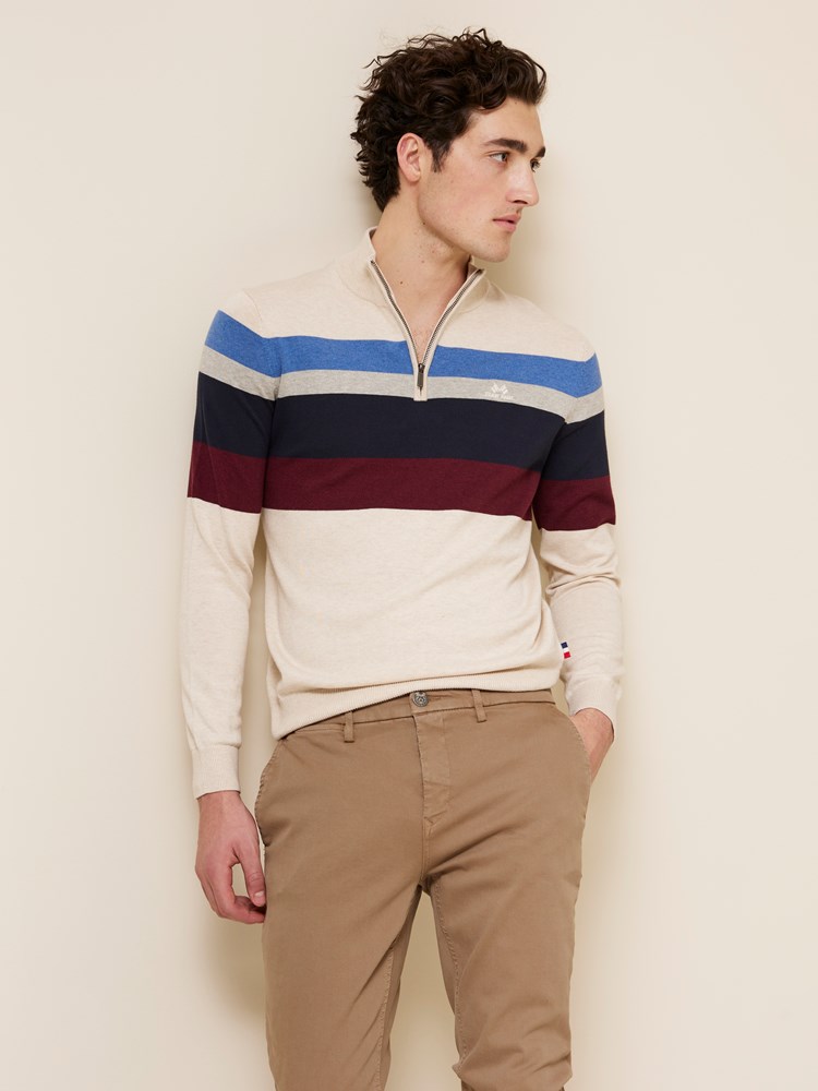 Gerard stripet zipneck 7508006_OAJ-JEANPAUL-A24-Front_6756_Gerard stripet zipneck OAJ_Gerard stripet zipneck OAJ 7508006.jpg_Front||Front