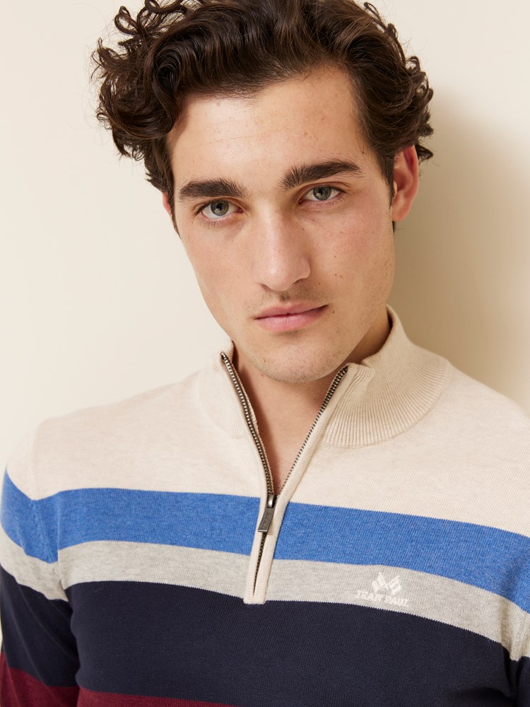 Gerard stripet zipneck 7508006_OAJ-JEANPAUL-A24-Front_8252_Gerard stripet zipneck OAJ_Gerard stripet zipneck OAJ 7508006.jpg_Front||Front