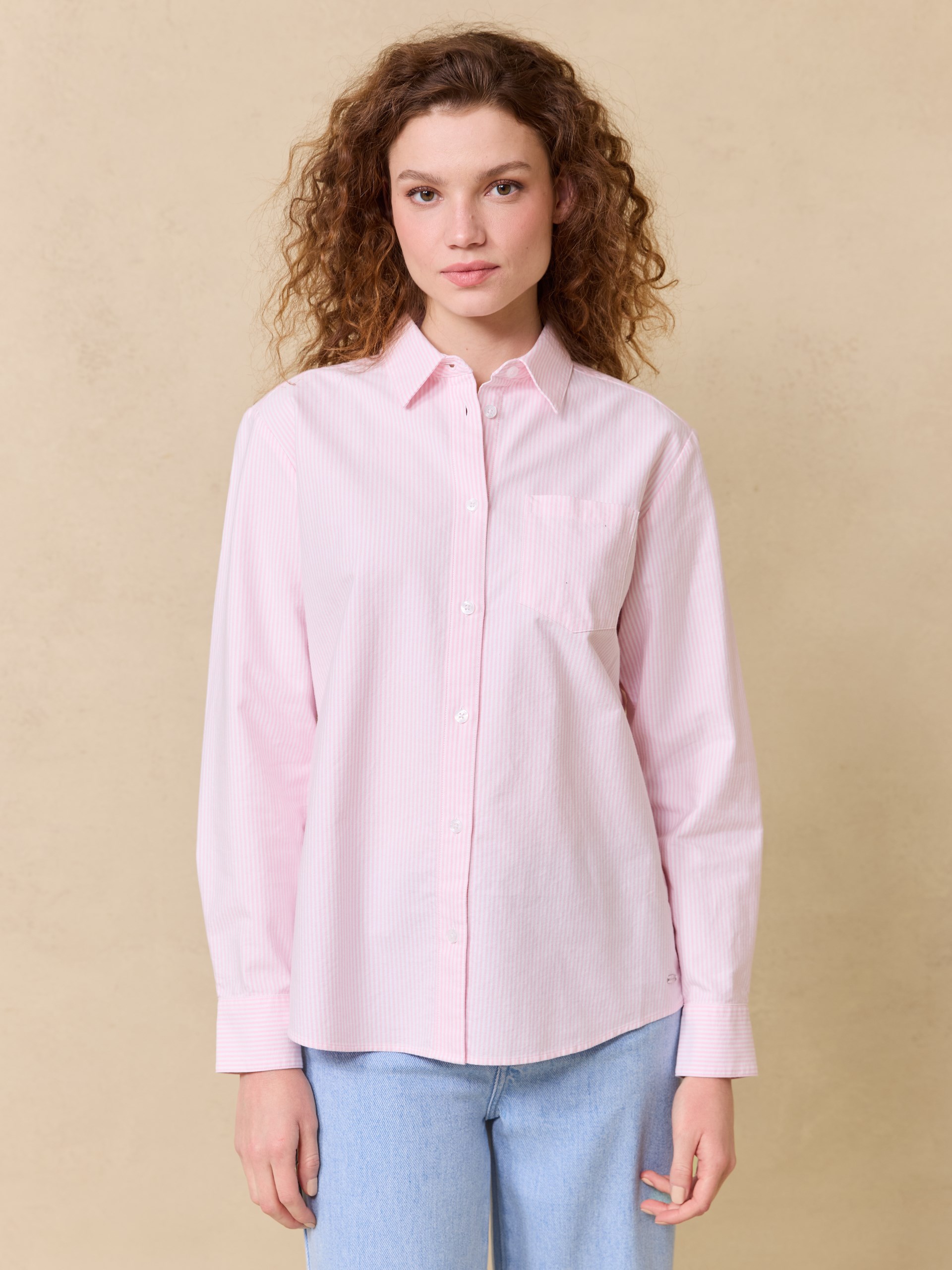 7510403 MJW 7510403_MJW-JEANPAUL-S25-Modell-Front_3646_Caro stripet skjorte MJW.jpg_Front||Front
