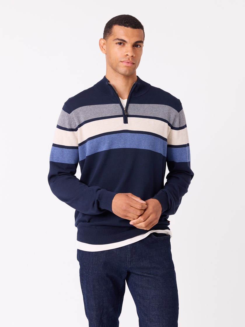 7511969 EM6 7511969_EM6-JEANPAUL-A25-Modell-Front (1)_Gerard stripet zipneck EM6_Gerard stripet zipneck EM6 7511969.jpg_