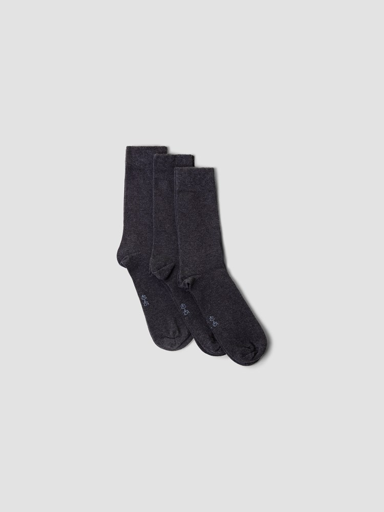 Grå 3-Pack sokk A096015_709-REDFORD-NOS-Front_2438_Grå 3-Pack sokk 709 A096015.jpg_Front||Front